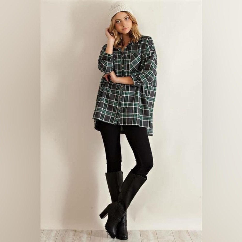Plaid flannel but in the cutest way. Super free people style, great w/ leggings